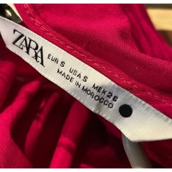 NWOT Zara Women's Fuchsia  Open Back Long Sleeve Blouse S | 8694/573 - Picture 6 of 7